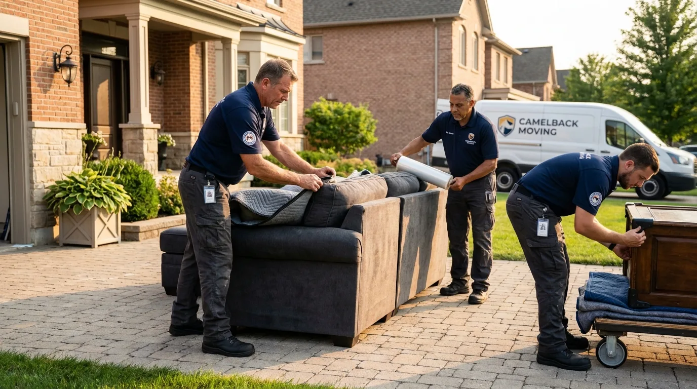 Large estate moving crew wrapping furniture in Paul, ID